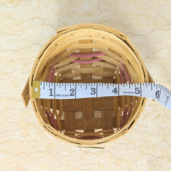 Vintage Peterboro Pretty In Pink  Gingham Liner Woven Small Feminine Basket - Picture 11 of 15